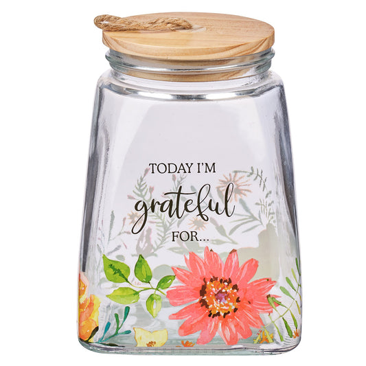 Today I'm Grateful For... (Glass Gratitude Jar)(With Cards)