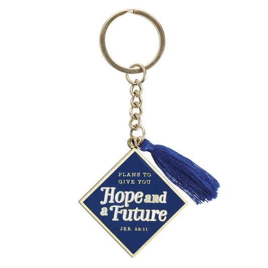 Hope & A Future Graduation Navy Metal Key Ring In A Tin - Jeremiah 29:11