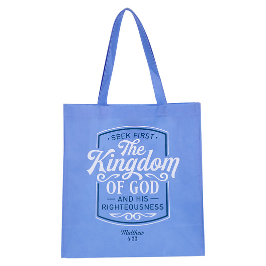 Seek First The Kingdom Of God Matthew 6:33 Blue (Non-Woven Tote Bag)