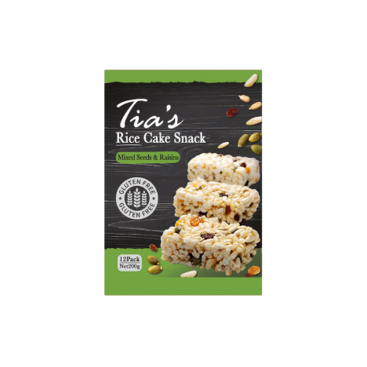 Tia's Rice Cake Snack Mixed Seeds & Raisins 200