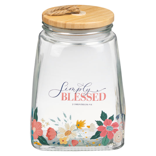 Simply Blessed 2 Cor 9:8 (Glass Gratitude Jar)(With Cards)