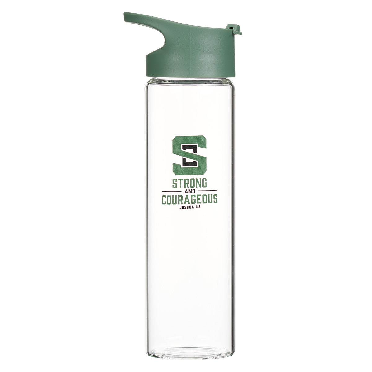 Strong & Courageous (Glass Water Bottle)