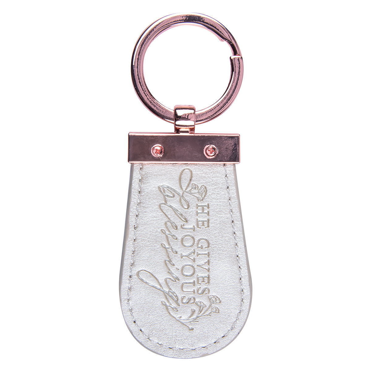 He Gives Joyous Blessings Faux Leather Key Ring - Isaiah 61:3