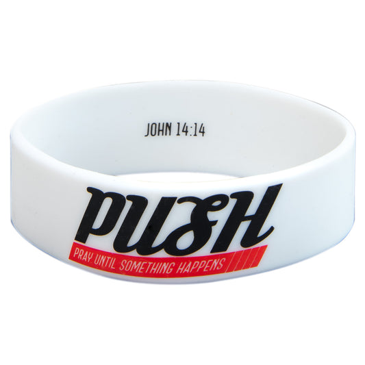 Pray Until Something Happens White Silicone Wristband - John 14:14