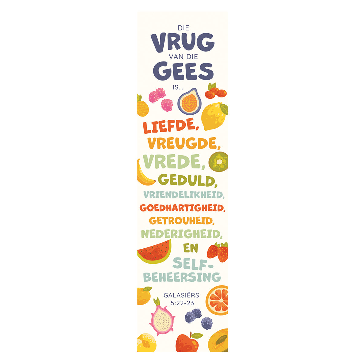 Die Vrug Van Die Gees Pack Of 10 Sunday School Bookmark - Galatians 5:22-23