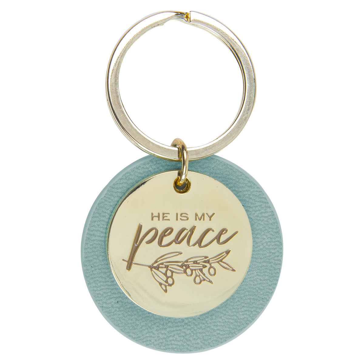 He Is My Peace Faux Leather Key Ring - Ephesians 2:14