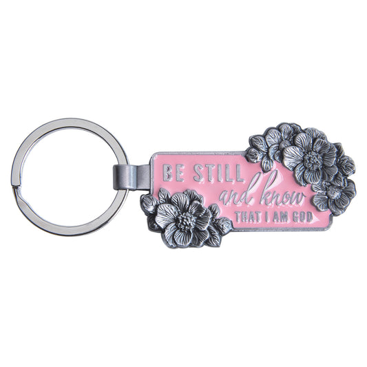 Be Still And Know Pink Metal Key Ring - Psalms 46:10