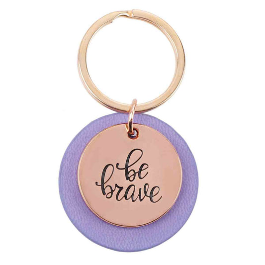 Be Brave Faux Leather Key Ring In Acetate Box