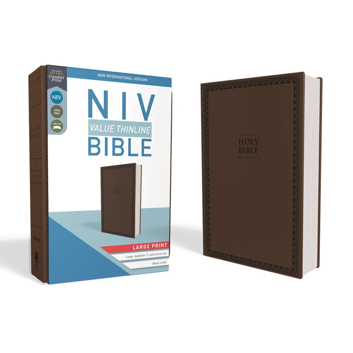 NIV Value Thinline Bible Large Print Brown (Comfort Print)(Imitation Leather)