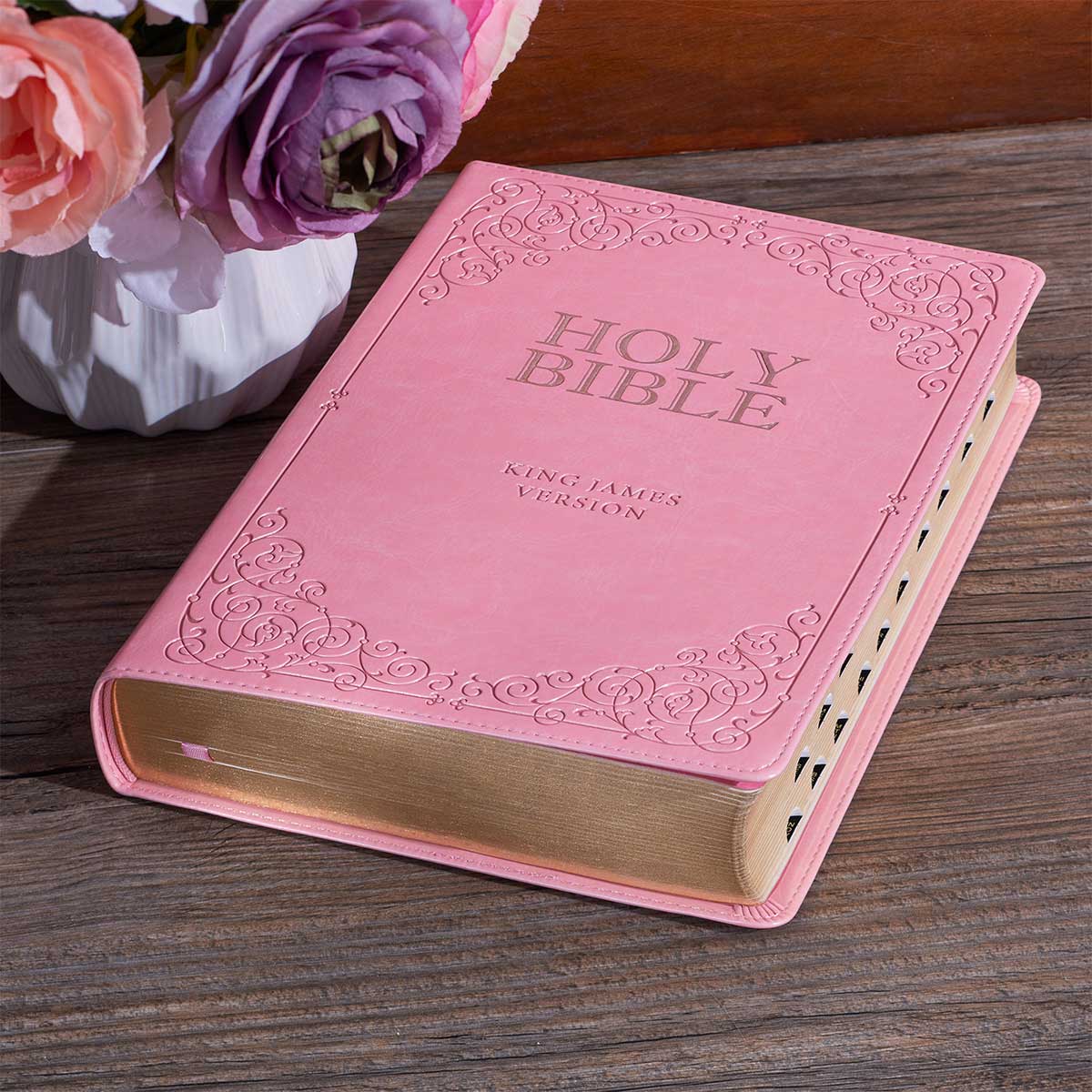 KJV Full-Size Bible Giant Print Indexed Pink (Imitation Leather)