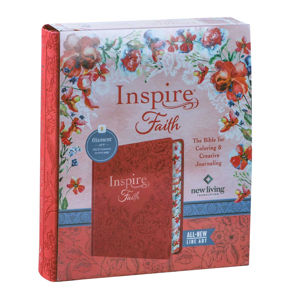 NLT Inspire Faith Filament Bible Coral Blooms (Imitation Leather)