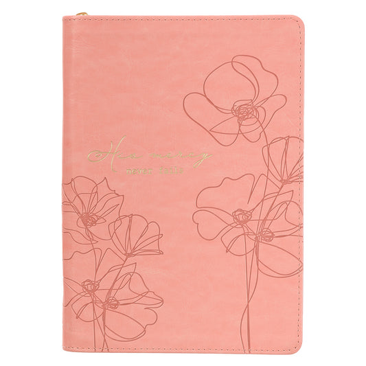His Mercy Never Fails (Faux Leather Journal With Zipped Closure)