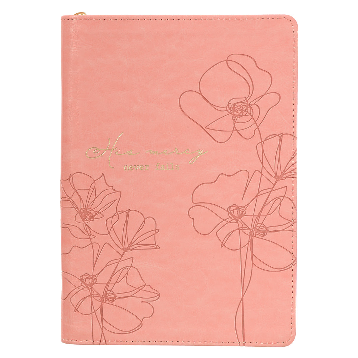 His Mercy Never Fails (Faux Leather Journal With Zipped Closure)