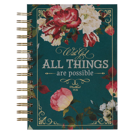 With God All Things Matthew 19:26 (Large Hardcover Wirebound Journal)
