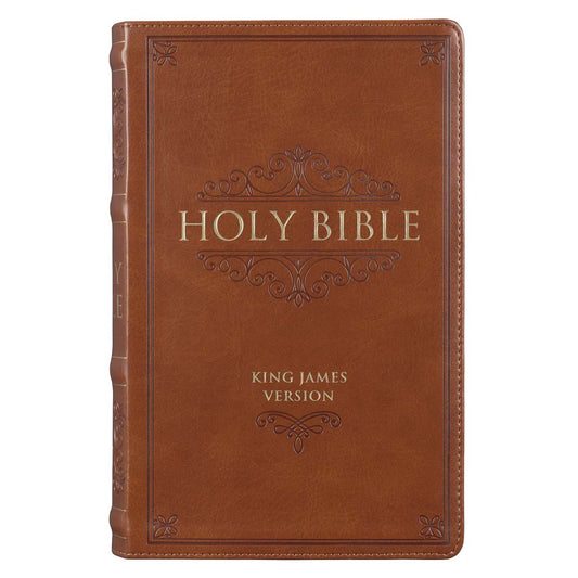 KJV Giant Print With Thumb Indexed Scroll Motif Brown (Imitation Leather)