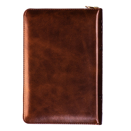 NLT Compact Bible With Zip Brown