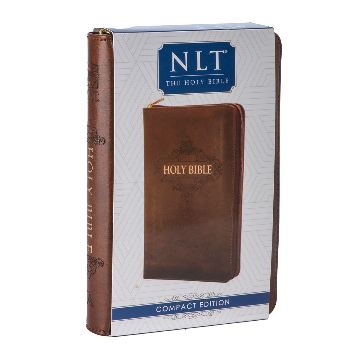 NLT Compact Bible With Zip Brown