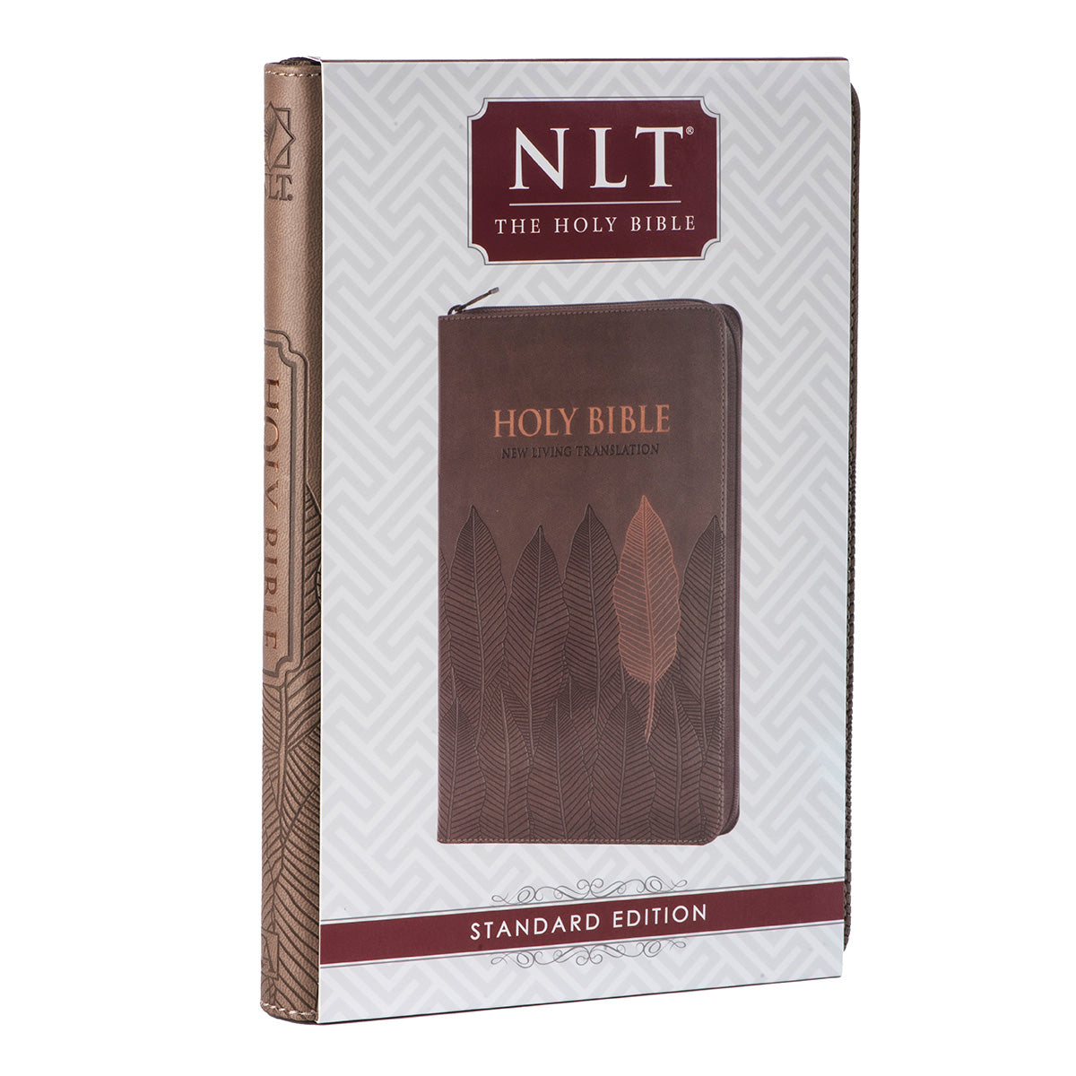 NLT Standard Bible Thumb Indexed With Zip Brown Leaves