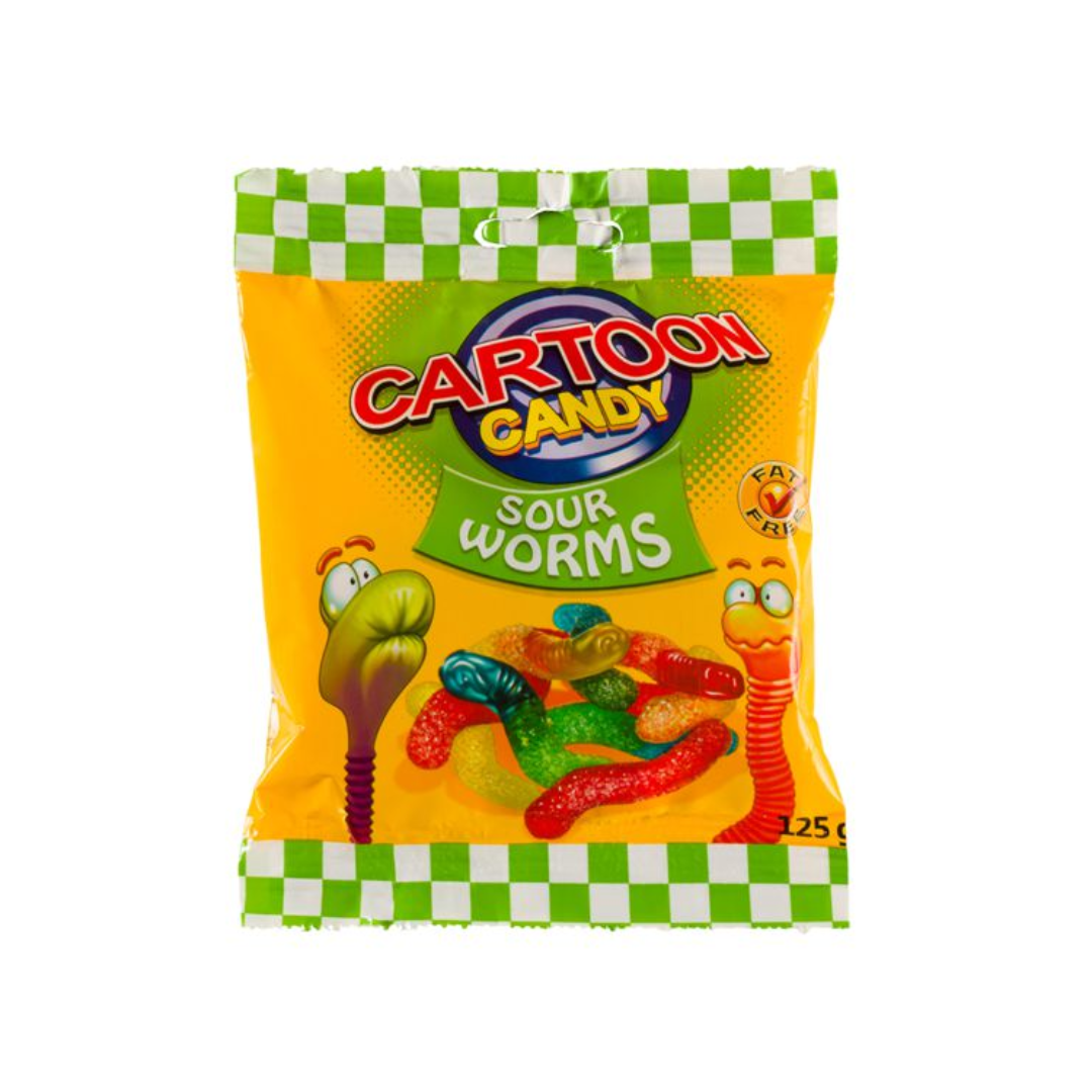 Cartoon Candy Sour Worms 125g