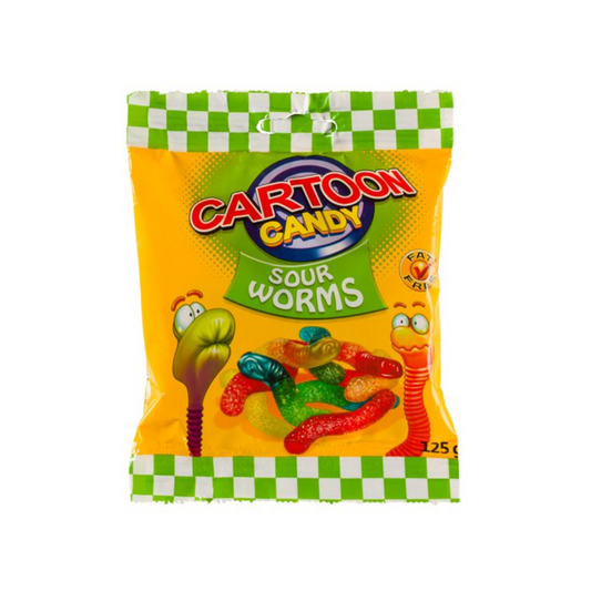 Cartoon Candy Sour Worms 125g