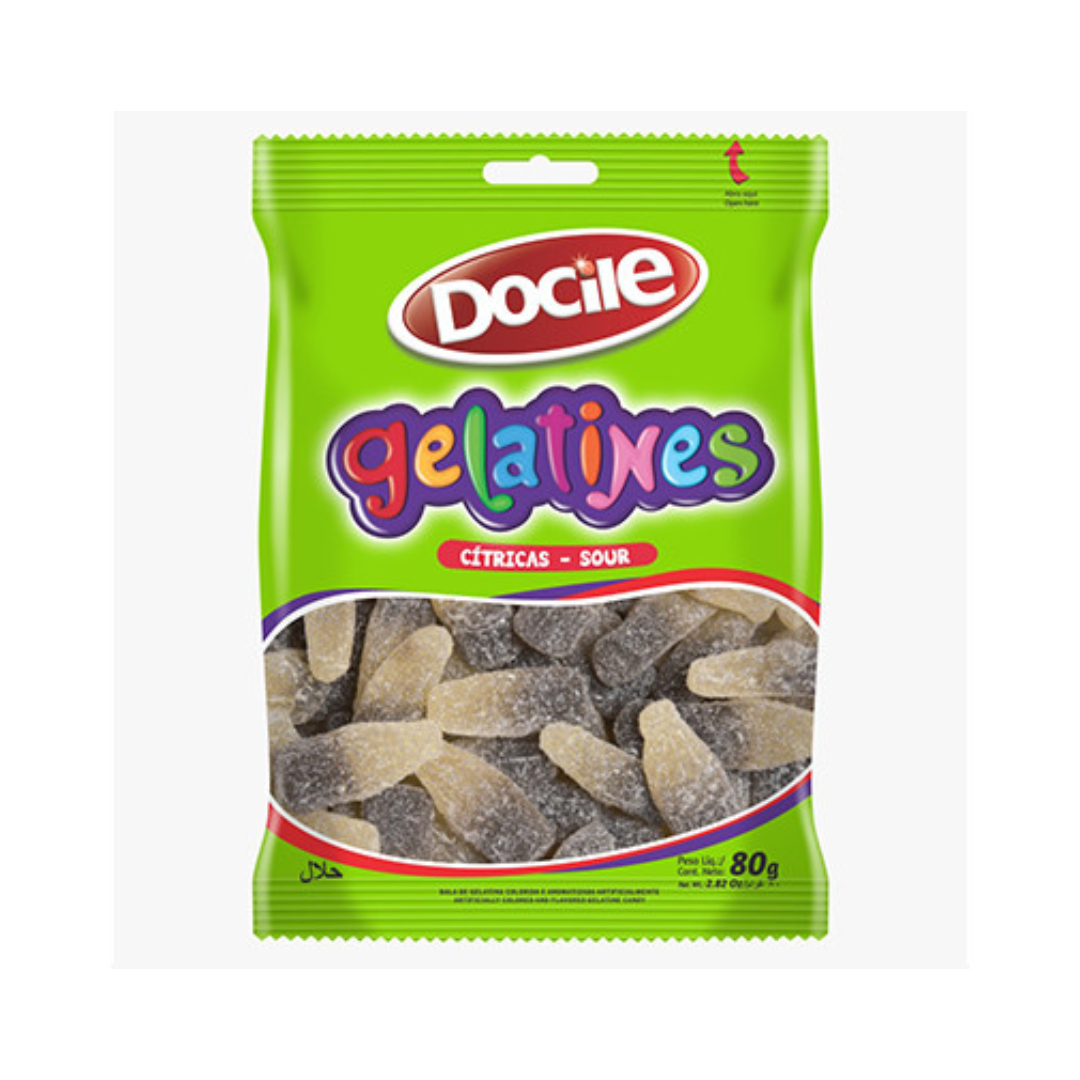 Docile Gelatines Sour Cola Bottle 80g