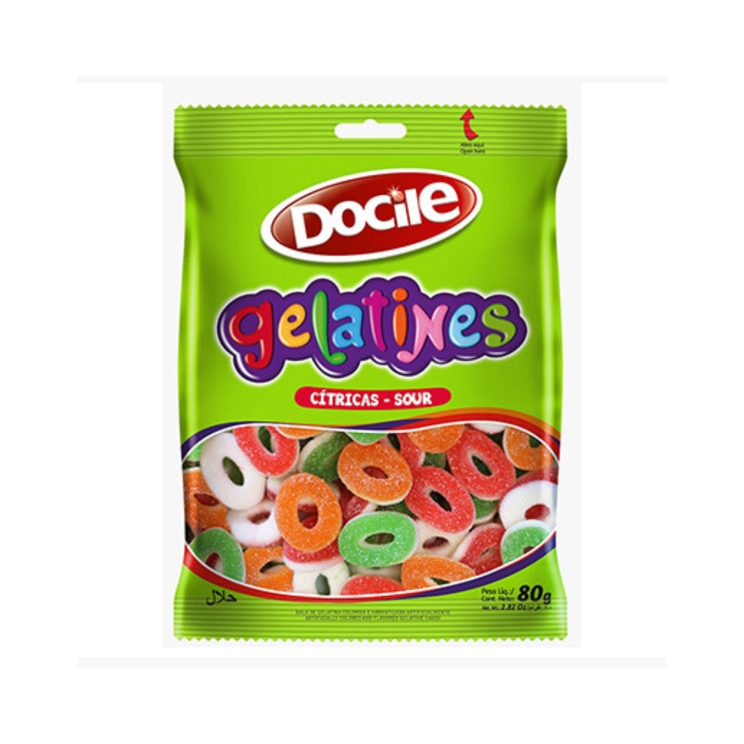 Docile Gelatines Sour Rings 80g