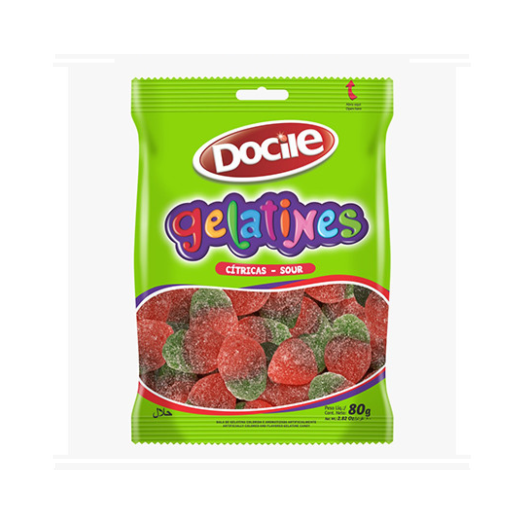 Docile Gelatines Sour Strawberry 80g