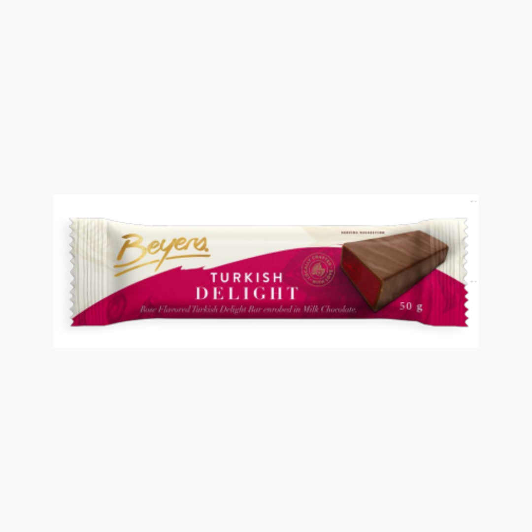 Beyers Rose Turkish Delight Bar Coated in Milk Chocolate 50g