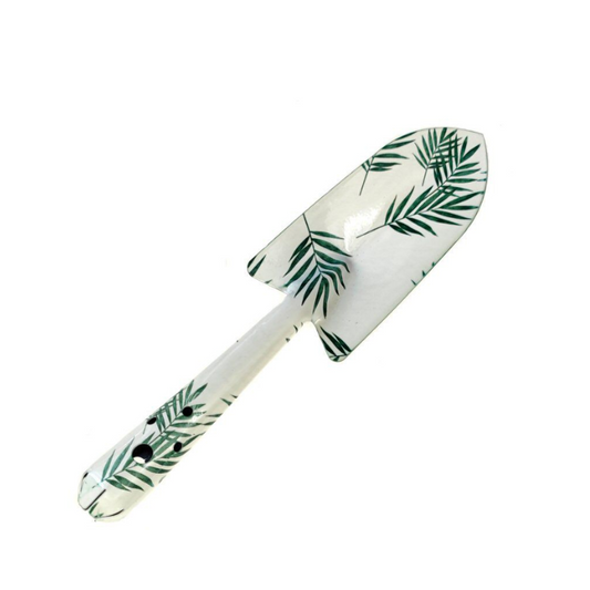 Traditional Garden Trowel with Green Leaf Print
