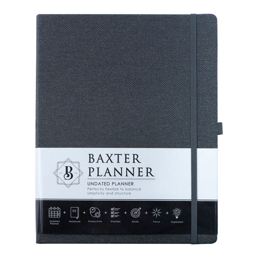 Baxter Undated Planner A4 Black (Durable Synthetic Fibre Flexcover)