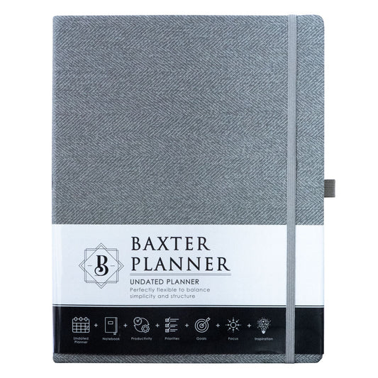 Baxter Undated Planner A4 Grey (Durable Synthetic Fibre Flexcover)