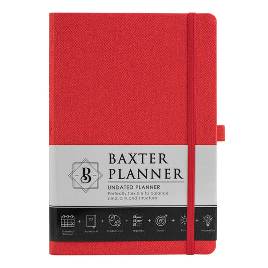 Baxter Undated Planner Red (Durable Synthetic Fibre Flexcover)
