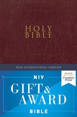 NIV, Gift and Award Bible, Leather-Look, Burgundy,